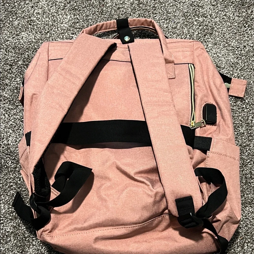 Lavish Rose Pink Travel Backpack with Gold Hardware